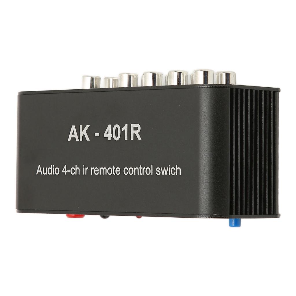 4 Way RCA Switcher Multifunctional 4 in 1 Out RCA Stereo Switch Selector with IR Remote Control for