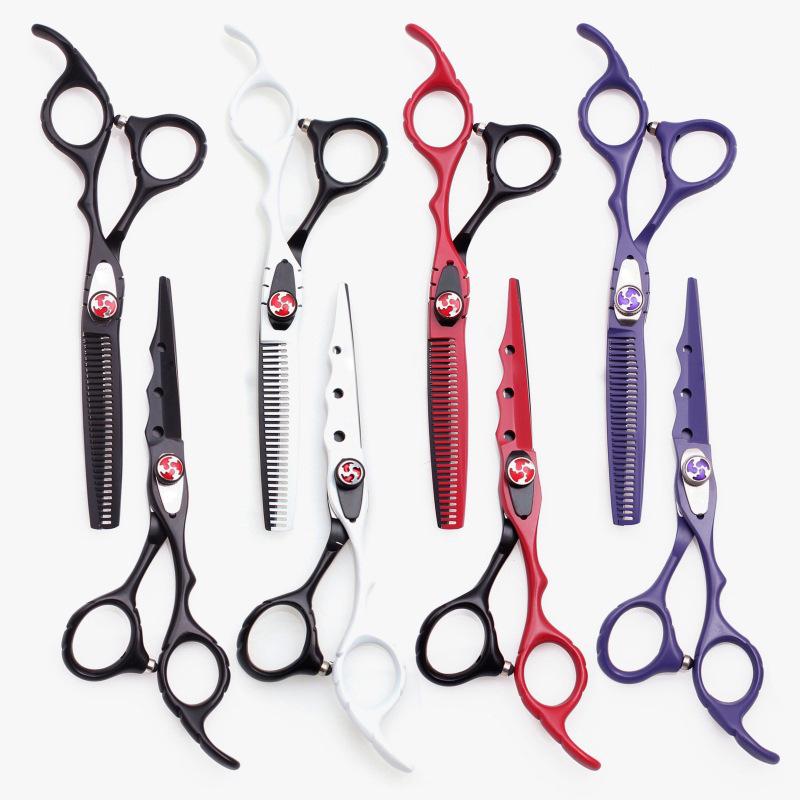 

6-Inch Multicolor Hairdressing Scissors Set: Painted Straight Shears, Thinning Shears, Tooth Shears, Trimming Scissors. White Thinning Shears