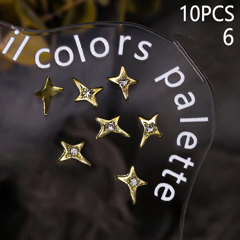 10 st 3D-legering Asterism Nagelhängen Dekorationer Stjärntillbehör Glitter Nageldelar Nagelkonst Material Tillbehör