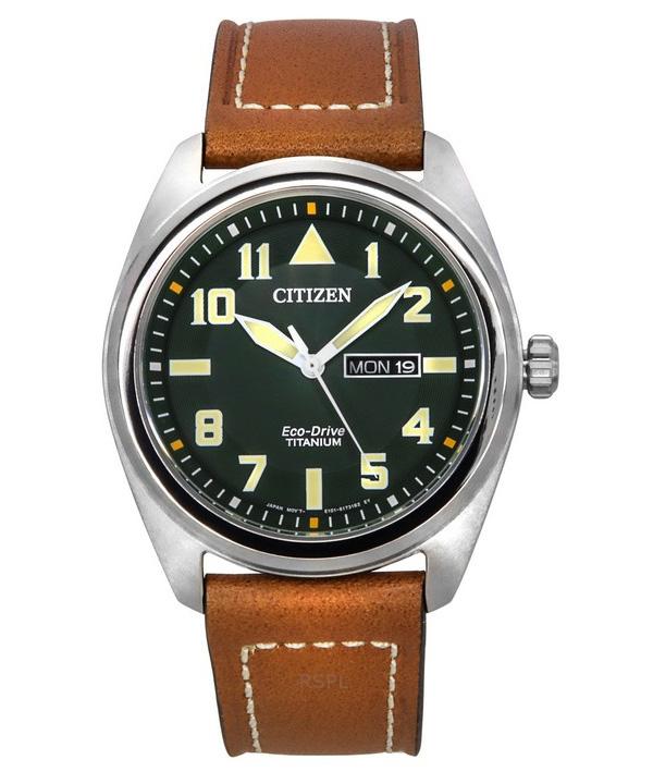 

Чоловічий годинник Citizen Eco-Drive Super Titanium Leather Strap Green Dial BM8560-11X 100M зелений
