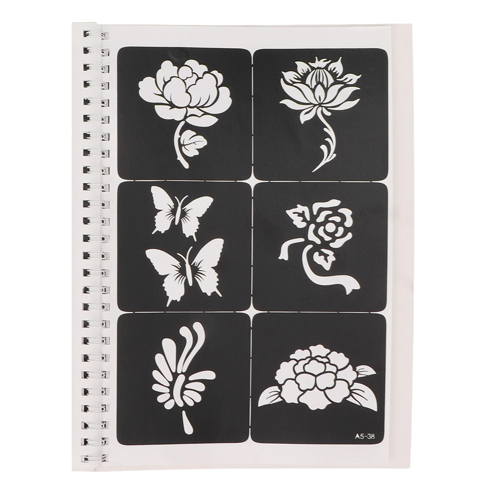 Шаблоны татуировок с аэрографом, 97 узоров, водонепроницаемые, многоразовые, портативные, временные татуировки, шаблоны для боди-арта