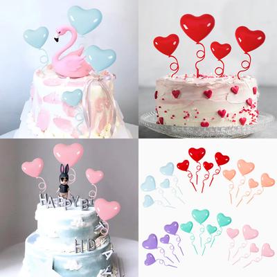 4Pcs Macaron Color Plastic Heart Складана повітряна куля зізнання в коханні День народження Торт Десертний столик День Святого Валентина Весільні прикраси