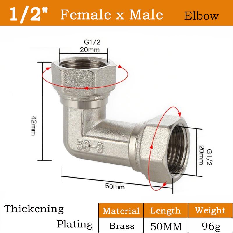 Fiting din alamă pentru țevi BSP de 1/2" Filet interior/exterior Cot Tip Fitinguri pentru țevi de cupru Adaptor apă ulei gaz