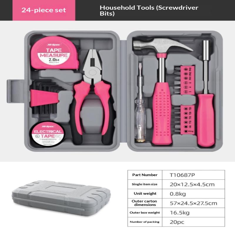 13/24Pcs Diy Tool Kit For Women Mini Home Toolbox Set With Hammer Pliers Wrench Screwdriver Basic Starter Tools
