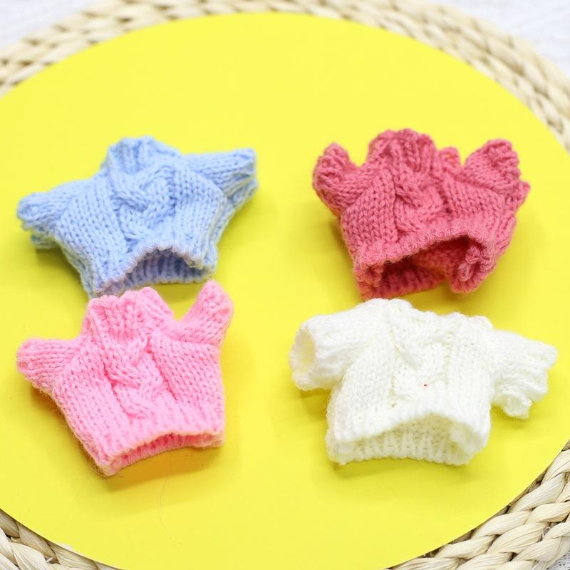 12cm Puppendekoration Teddybär Ankleidekleidung Plüschtierzubehör Bärenpuppenpullover Halskette