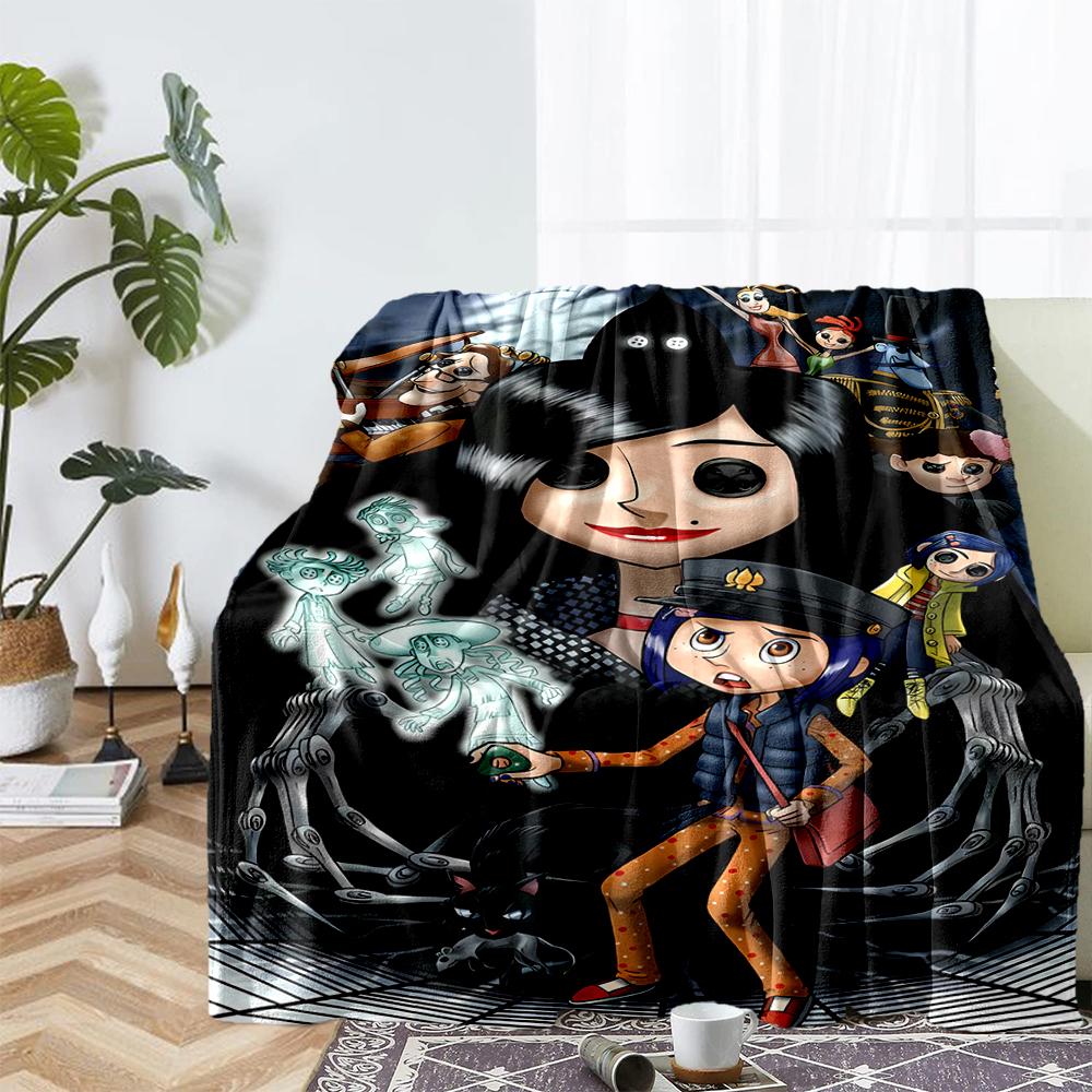Coraline Theme Printed Blanket - Perfect for Couch, Bed, Travel & Outdoor Use | Machine Washable, Cozy & Durable.