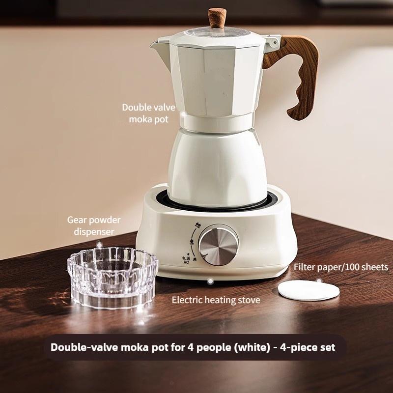 Double Valve Mocha Pot Household Small Hand Cranked Italian Coffee Machine Outdoor Electric Stove Coffee Pot Set