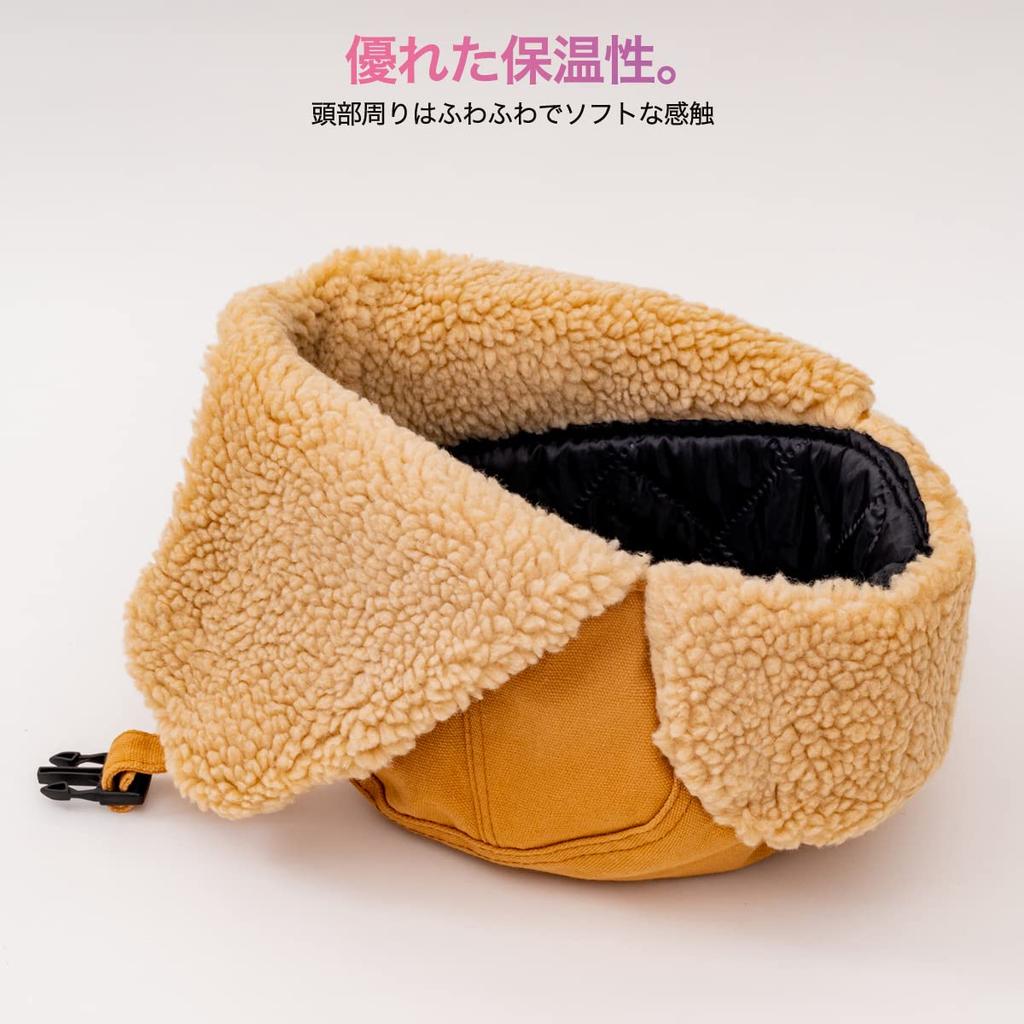 [lapset] Pilot Flight Cap – Warm Furry Winter Aviator Hat with Ear Flaps for Men & Women, Camel (59cm)