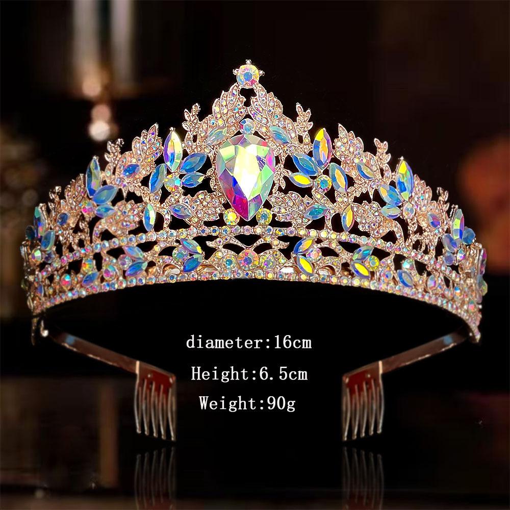 DIEZI Different Style Baroque Purple AB Crystal Tiara Crown For Women Wedding Party Bridal Bride Crown Hair Dress Accessories