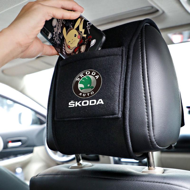 AAAJI1 Car Headrest Cover Dustproof Cover For Front Seat Head Rests For Skoda Octavia 3 2 Superb 3 Kodiaq Fabia Kamiq Karoq Accessories