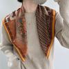 French Pony Totem Orange Silk Cashmere Scarf Multi Purpose Small Square Scarf High End Gift Mother Silk Scarf for Women