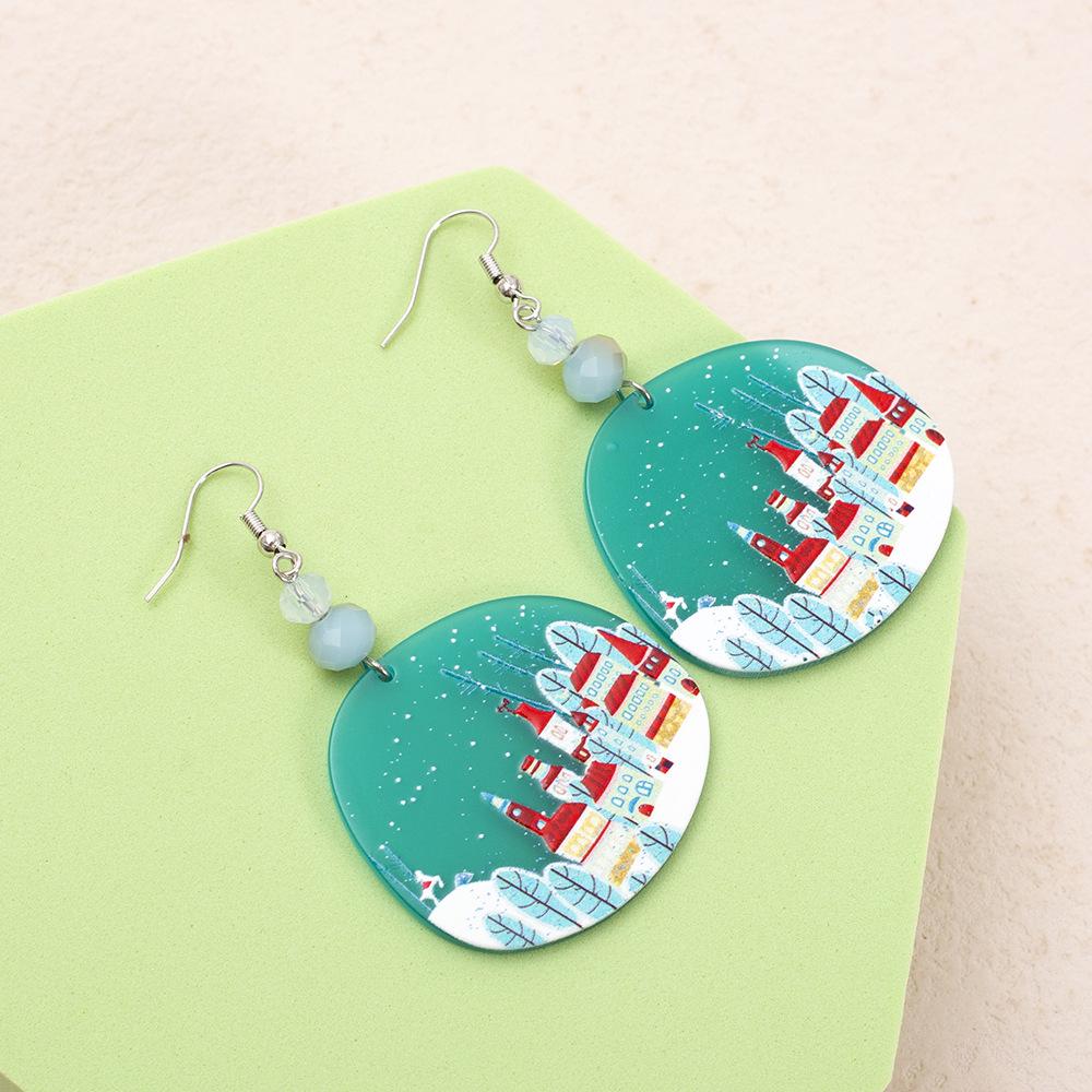 

Women s Christmas Geometric Print Color Block Acrylic Earrings разноцветный
