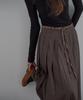 Button Check Coloring Pleats Midi Skirt (Brown)