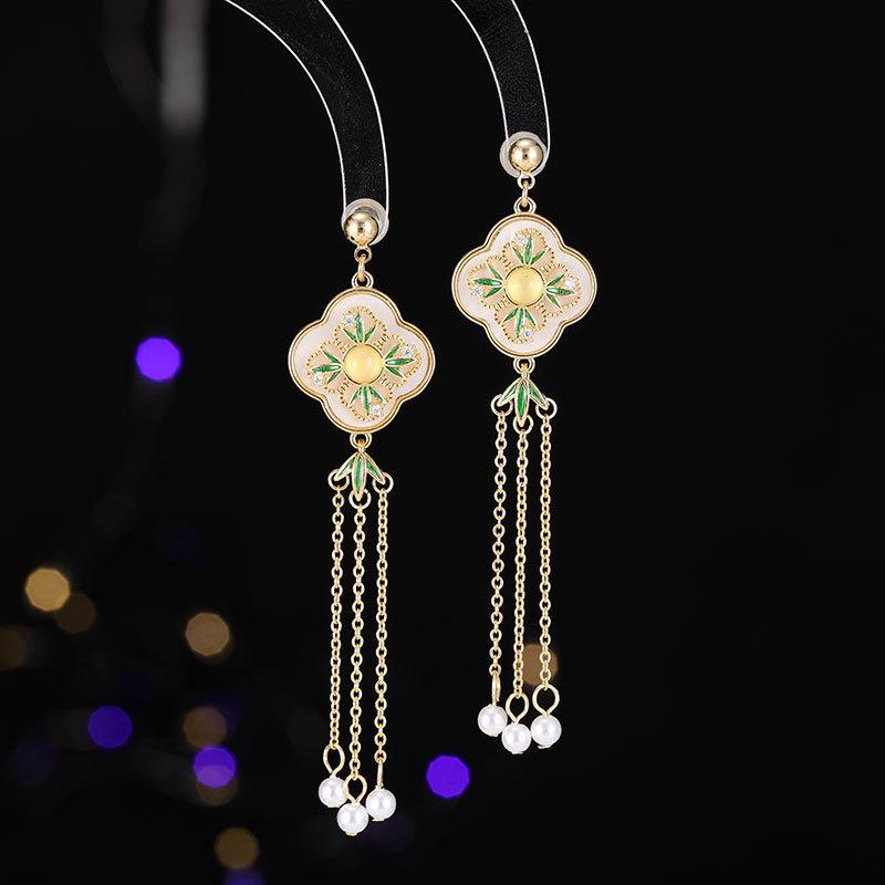 

Серьги в стиле ретро, новые высококачественные серьги в китайском стиле с бахромой в виде длинных счастливых трав, показывающие лицо, и тонкие серьги золотой