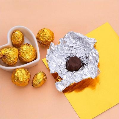 100 Pcs, 20*20 Cm/7.87*7.87 Inches, Gold Aluminum Foil, Candy Wrapping Paper, Square, Candy Lollipop Paper, for DIY Candy and Chocolate Wrapping