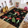 Black Forest Mushroom Flowers Pattern Carpet Mat Rug Nature Leaf Print Vintage Art Floor Mat Non-slip Living Room Bedroom Decor