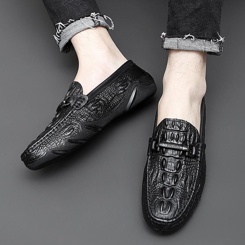 Pánské mokasíny z pravé kůže, ležérní formální obuv, pohodlné lehké boty na chůzi, luxusní ručně vyráběné pánské boty na řízení, mokasíny