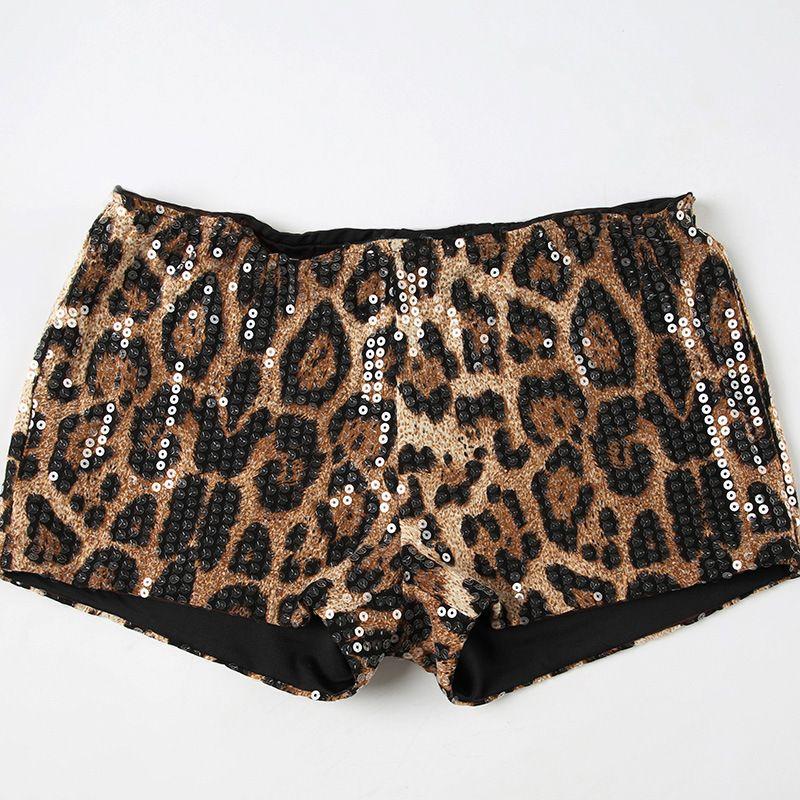 Sexy Shortts2025 Summer New Foreign Trade Women Leopard Print Print Sequins Tight Gyaru Sexy hot pants