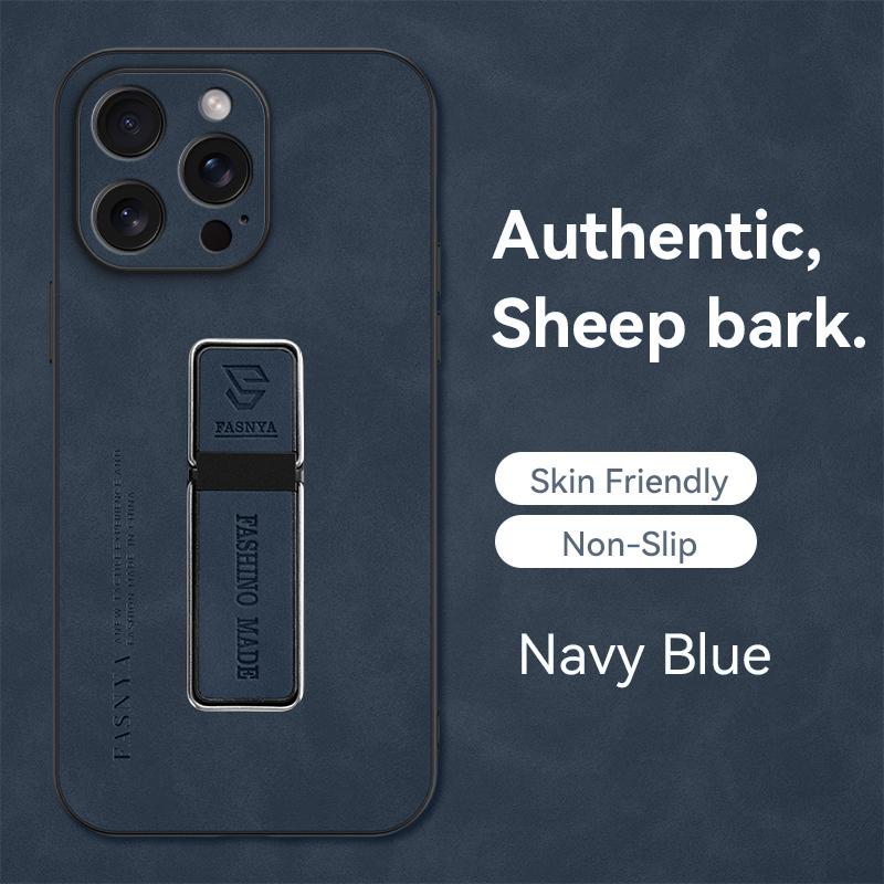 Matte Sheepskin Leather Stand Holder Case for iPhone 15 14 13 12 Pro Max XS MAX XR X 8 7 Plus /Samsung S24 S23 S22 S21 Ultra Plus FE A14 A54 A13 A53