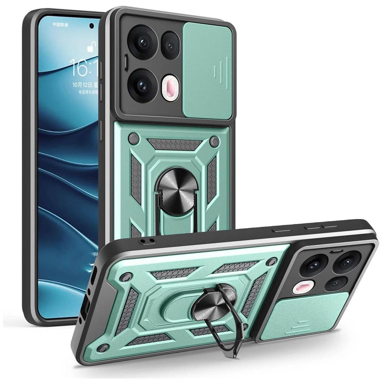 

Бронированный чехол для OPPO F29 PRO A5 PRO Reno 13 Pro 5G Чехол Сдвижная защита камеры Кольцо-держатель Противоударная накладка Fundas OPPO RENO 13 5G зелёный