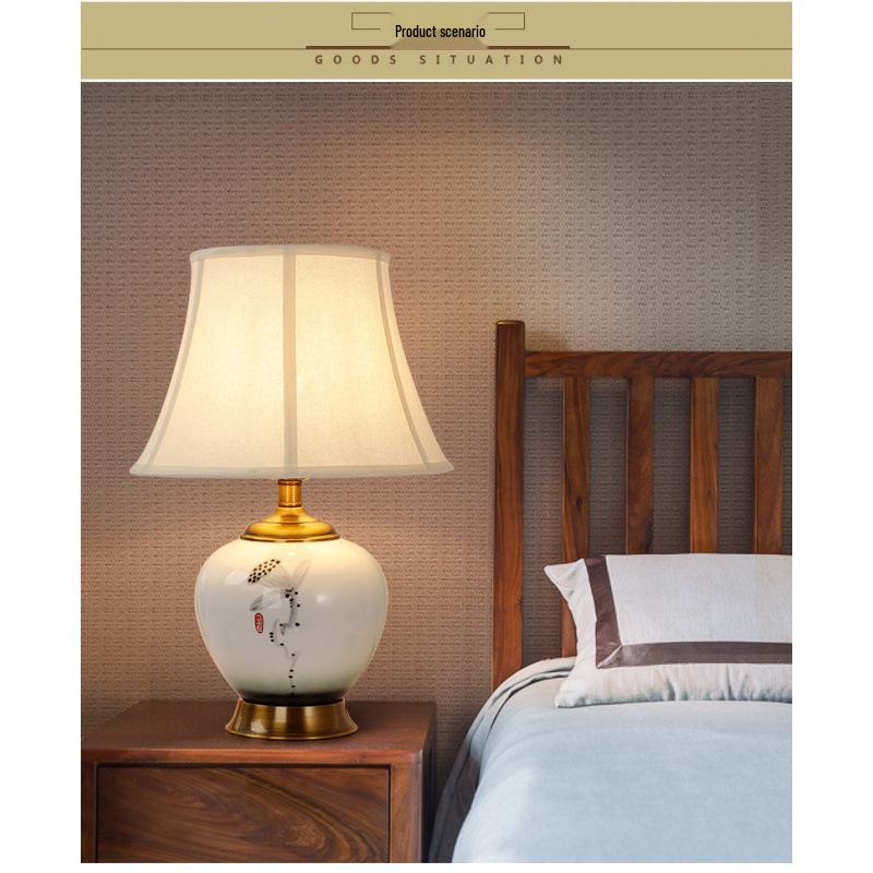 Hand-Painted Chinese Ceramic Table Lamp - Retro Warm Style for Living Room or Bedroom