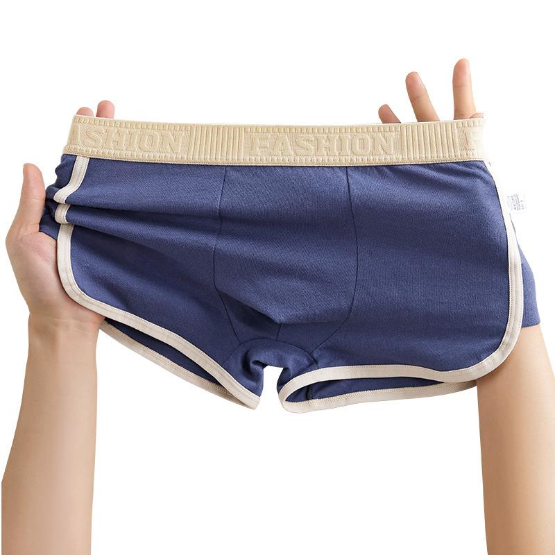 Plus Size Men's Spring and Summer Cotton Comfortable Loose Middle Waist Flat Angle Briefs