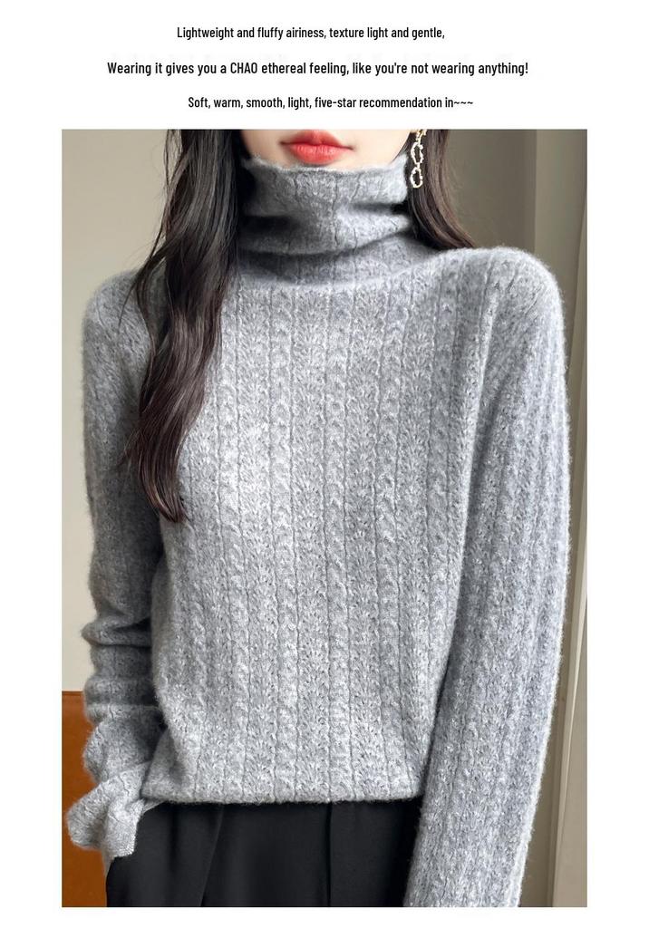 High-Neck Merino Wool Sweater: Autumn/Winter Fashion