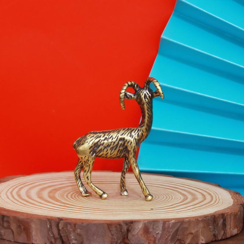 Vintage Brass Goat Figurine With Hand Carved Details Antique Brass Finish Perfect For Home Office Decor Collectible Gift