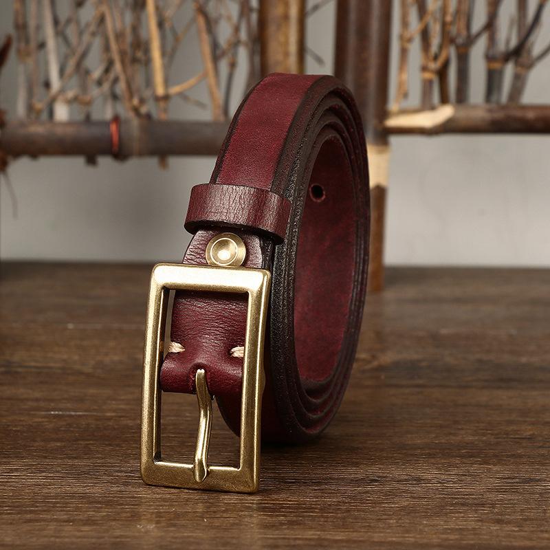 Thin Belt for Women Fashion Retro Trend Decorative Leather Thickened Pure Cowhide Jeans Belt for Women