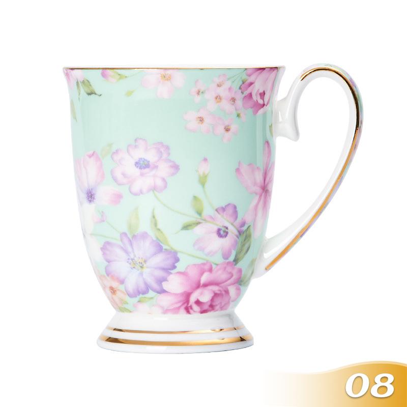 350ML Bone China Ceramic Coffee Mug Cafe Floral Painting Cup Creative Ceramic Milk Tea Cup Vintage Tea Ceremony Drinkware