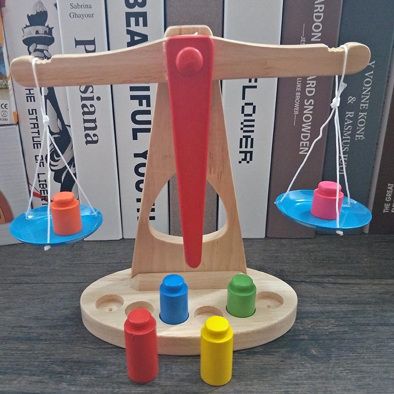 Wooden Balance Scale Toy for Early Learning: Teaches Babies Balance Principles, Ages 0.5-3 Years