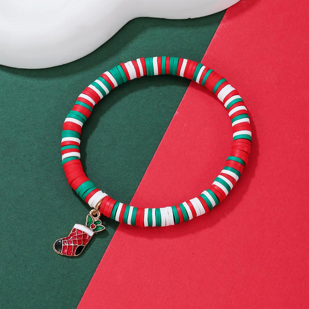 European and American Christmas popular soft pottery bracelet, elk snowman Christmas tree alloy pendant, gift jewelry