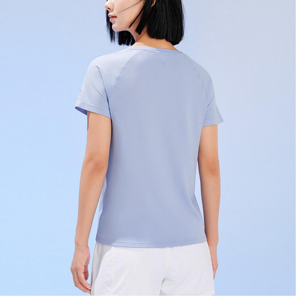 Anta Running Series Solid Color Raglan Sports Casual Short Sleeve T-Shirt Women Tops Light-Purple 162325106-2