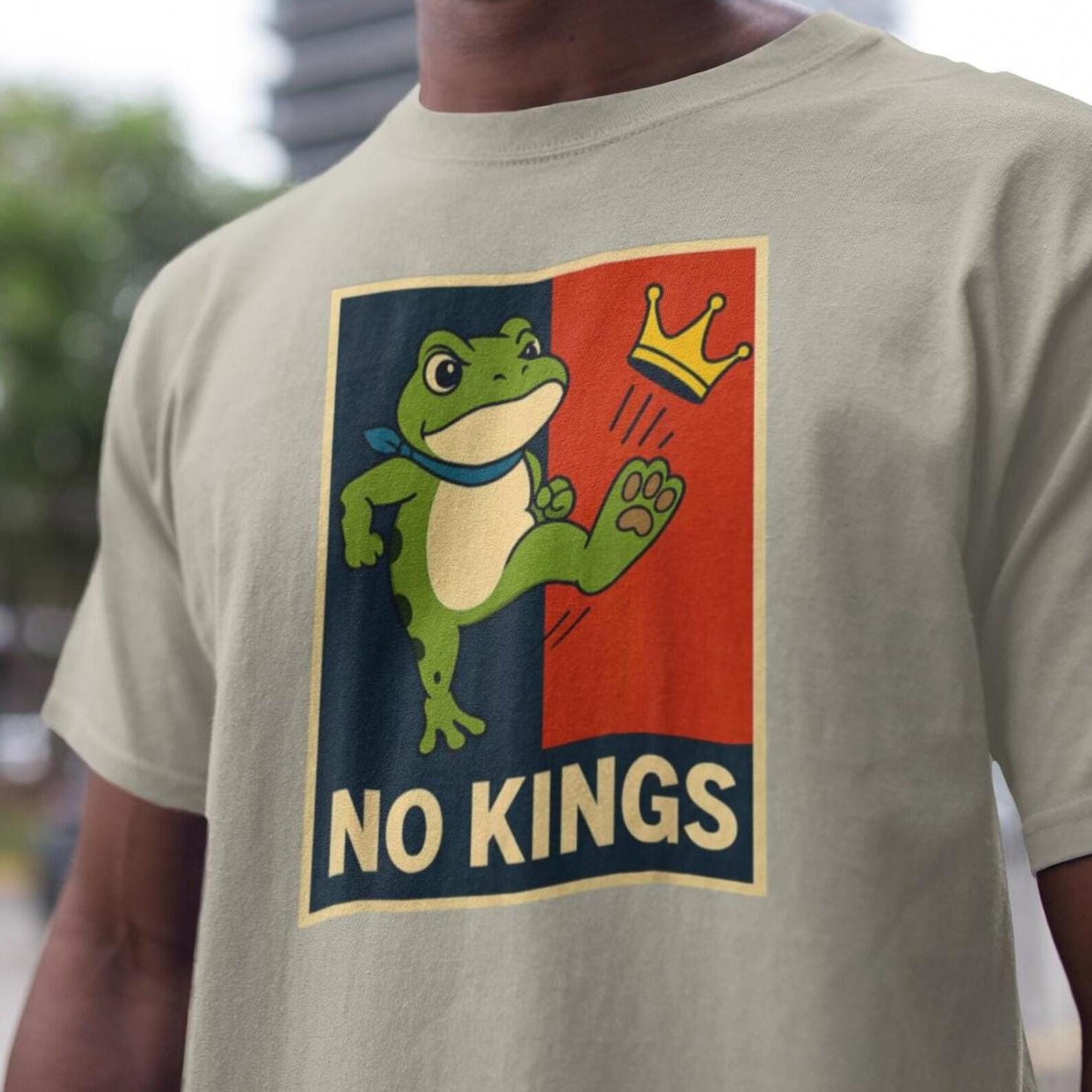 No King Shirt, Portland Frog protest tee, Resist Frog Shirt, Political Activism Tee S