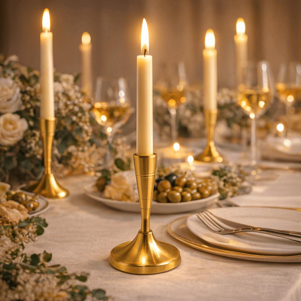 2PCS Vintage Style Candlestick Holders Metal Construction Durable Short Candle Holders Decorative Candle Stick Holders