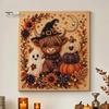 Festliche Kunst mit Kunstperlen für die Heimdekoration 2 Stück Halloween-Kunst, Geist Kürbis Hexe Krähe Malerei DIY Entspannendes Bastelset, 3D Schädel Basteln