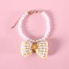Adjustable Pet Necklace With Pearl Grid Bow Pendant Floral Daisy Design Dogs Cats Princess Birthday Accessory
