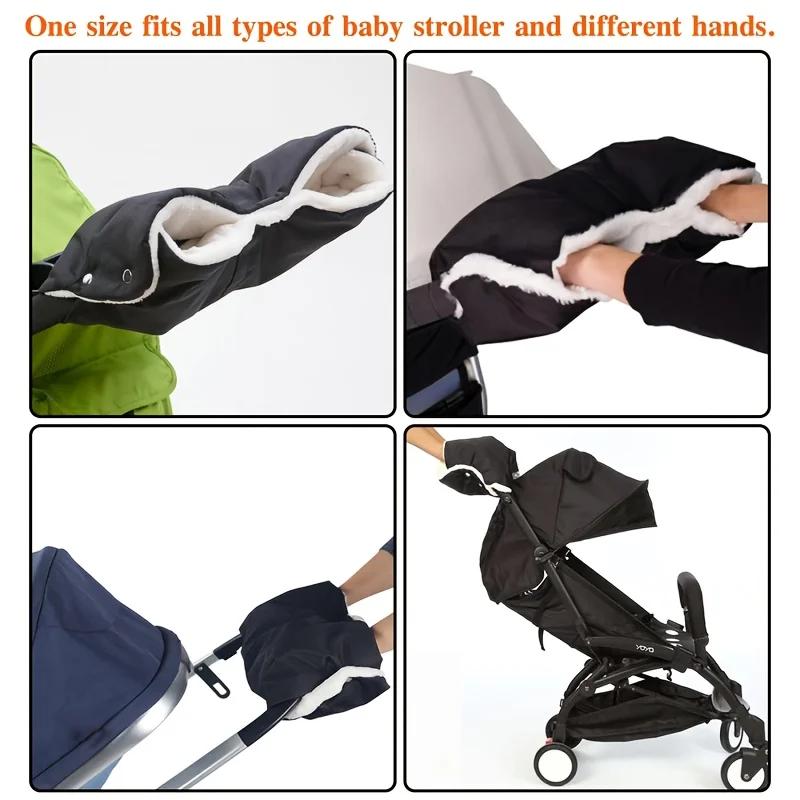 1 Set Gloves Glove Baby Stroller Accessories  Keep Stroller Warm Gloves W Detachable Warm Fleece Windproof Warm Handbags