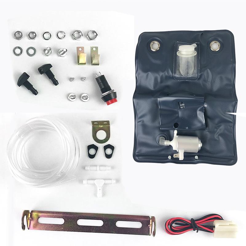 12V Car Windshield Cleaning Kit with Washer Pump & 1L Water Bag