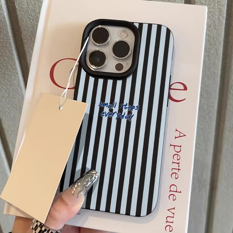 Blue Striped English Slogan Pattern Phone Case For iPhone 17 Pro Max 16 15 14 13 12 11 XS Max X XR 7 8 Plus 16E 17E 17 Air Cover