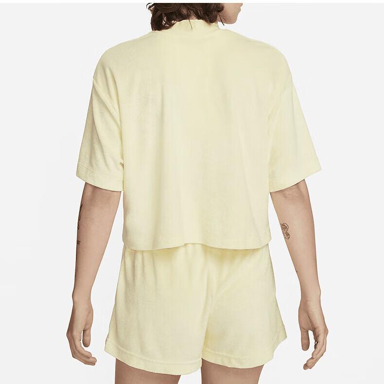 Nike Logo Solid Color Round Neck Pullover Short Sleeve T-Shirt Women T-Shirts Light-Lemon-Yellow-Green DV7833-821