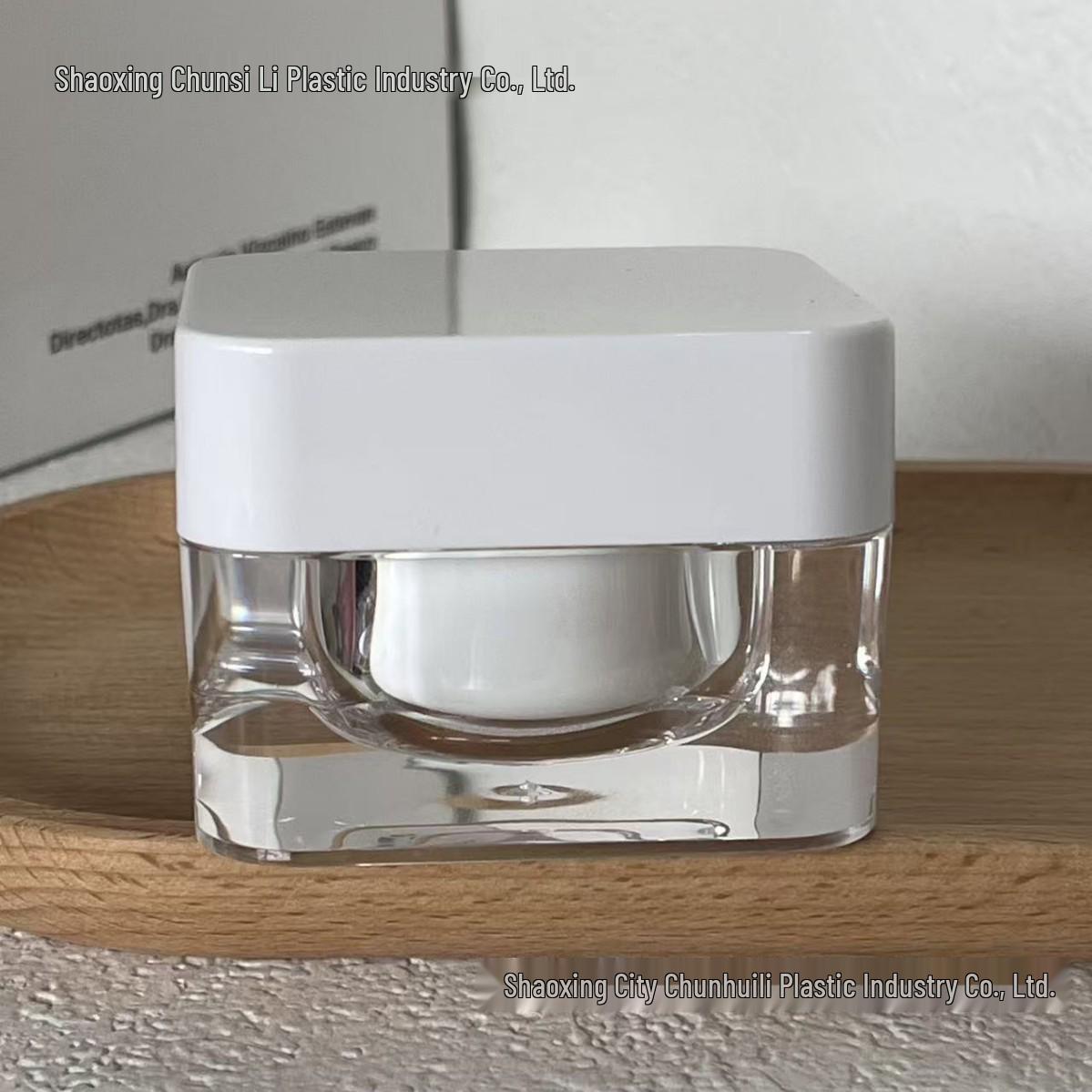Top-Selling Rounded Square Acrylic Cream Jar Set: Day, Night, Eye Cream Rounded Square Bottle Set 15g Plastic