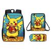 Pattern Backpack Pikachu Shoulder Bag Pencil Case Three Piece Set