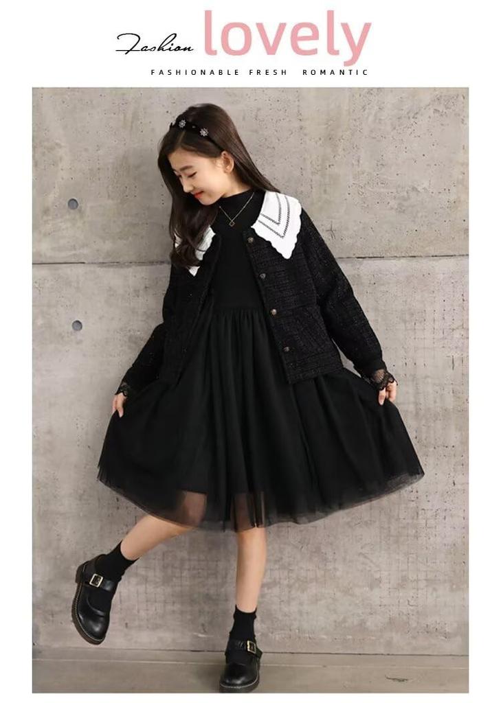 Kuhvvse Dress and Cardigan Perfect for Entrance Elementary School Formal Entrance and Other Formal and Sizes Girls' 2-Piece Set, Ceremonies,