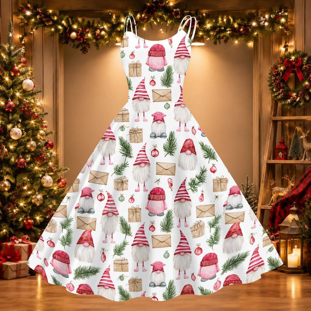 Women's Halloween Print Off-Shoulder Vintage Dress for Halloween Parties