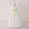 Middle Eastern White Chiffon Muslim Ball Gown with Embroidery and Long Sleeves