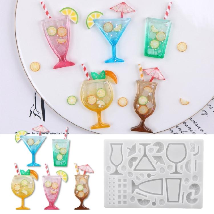 Silicone Mold Glitter Cocktail Drink Shape Decorative Molds Jewelry Crafting Tool Creative Pendant Moulds for Projects