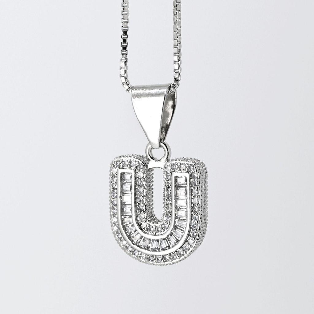 Cross Pendant with Micro Pave Cubic Zirconia - 26 Letter Options for DIY Jewelry Accessories