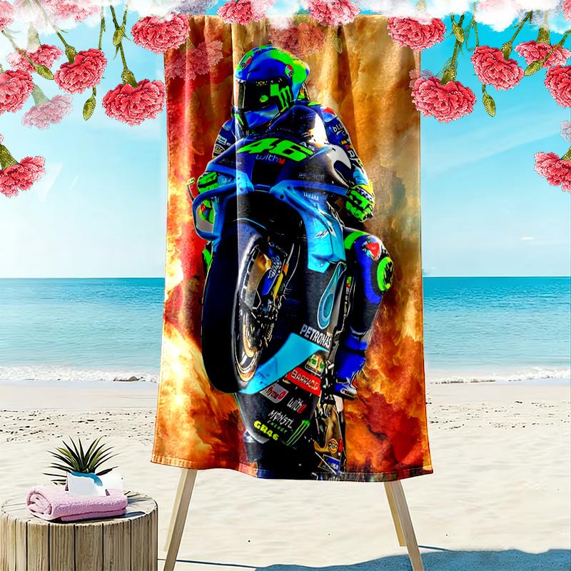 46 Motor Print Strandtuch, Großes Weiches Schnelltrocknendes Handtuch für Strand Camping Schwimmen