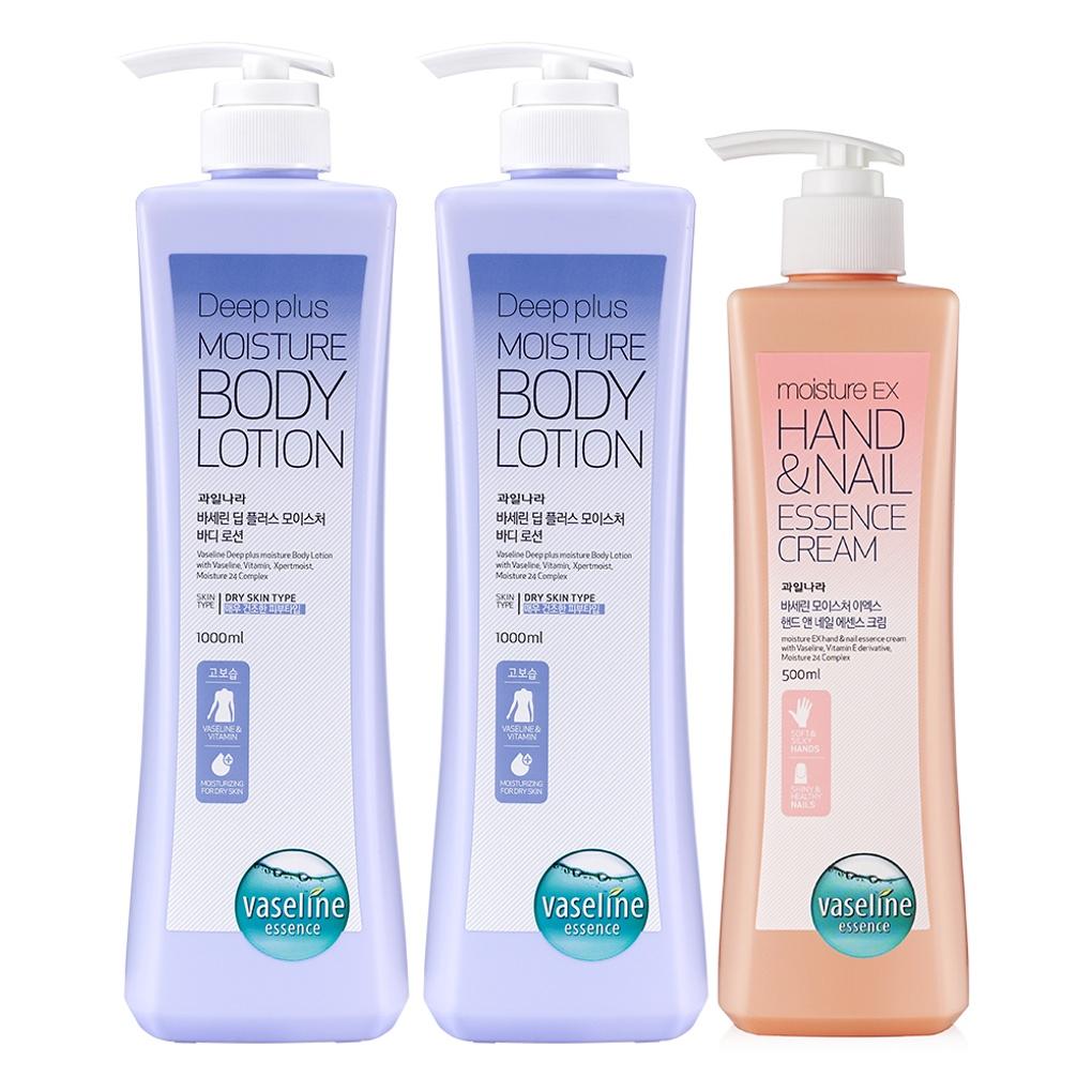 Vaseline large body lotion 1000ml x 2 + hand cream 500ml